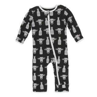 KicKee Pants Print Coverall with Zipper - Zebra Tuscan Cow