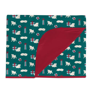 KicKee Pants Print Double Layer Throw Blanket, Cedar Puppies and Presents - One Size WCA22