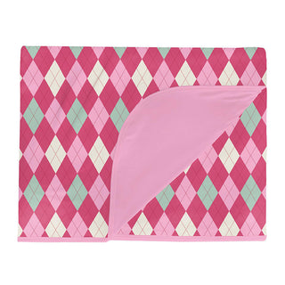 KicKee Pants Print Double Layer Throw Blanket - Flamingo Argyle