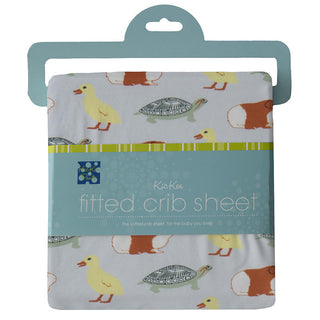 KicKee Pants Print Fitted Crib Sheet - Illusion Blue Class Pets - One Size