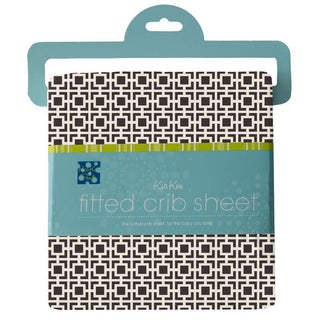 KicKee Pants Print Fitted Crib Sheet, Midnight Box Lattice - One Size