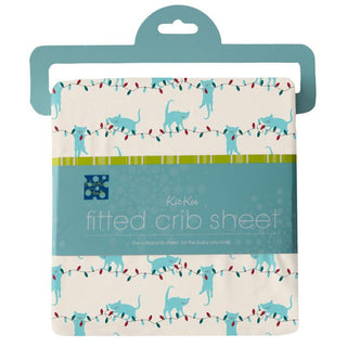 KicKee Pants Print Fitted Crib Sheet, Natural Tangled Kittens - One Size WCA22