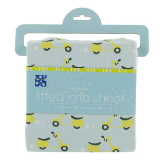 KicKee Pants Print Fitted Crib Sheet - Spring Sky Scooter