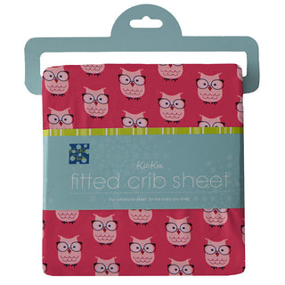 KicKee Pants Print Fitted Crib Sheet - Taffy Wise Owls - One Size