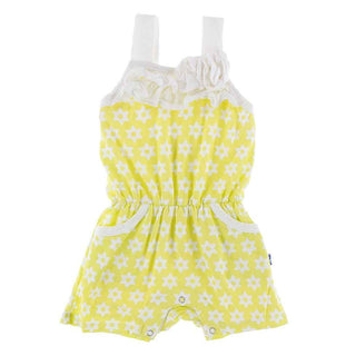 KicKee Pants Print Flower Romper with Pockets - Lime Blossom Stellini