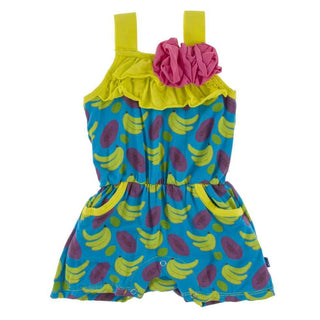 KicKee Pants Print Flower Romper with Pockets - Tropical Fruit