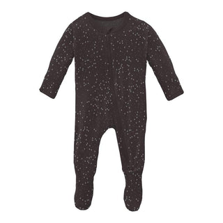 KicKee Pants Print Footie with 2-Way Zipper - Midnight Foil Constellations