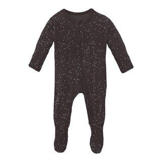 Print Bamboo Footie with 2-Way Zipper - Midnight Foil Constellations Baby & Toddler Sleepwear