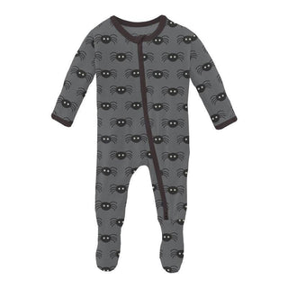 Print Bamboo Footie with 2-Way Zipper - Stone Spiders Baby & Toddler Sleepwear