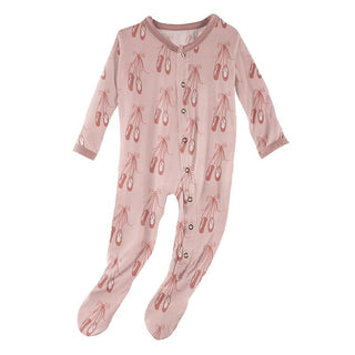 KicKee Pants Print Footie with Snaps - Baby Rose Ballet