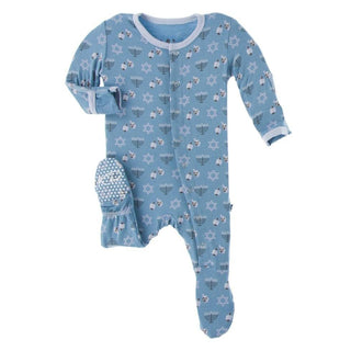 Print Footie with Snaps - Blue Moon Hanukkah KicKee Pants Size: Newborn