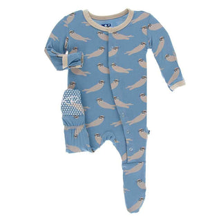 KicKee Pants Print Footie with Snaps - Blue Moon Sea Otter