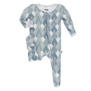 KicKee Pants Print Footie with Snaps - Dusty Sky Mountains