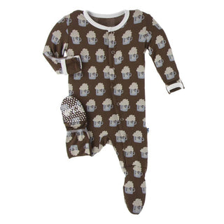 KicKee Pants Print Footie with Snaps - Hot Cocoa