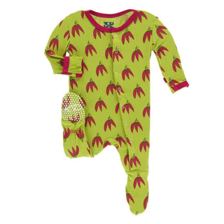 KicKee Pants Print Footie with Snaps - Meadow Chili Peppers