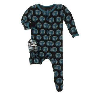 KicKee Pants Print Footie with Snaps - Midnight Environmental Protection