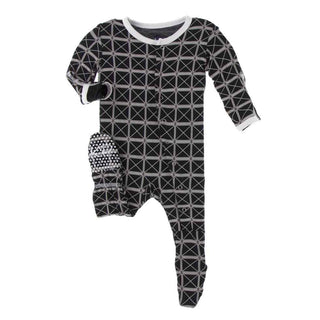 KicKee Pants Print Footie with Snaps - Midnight Infrastructure