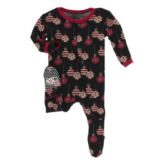 KicKee Pants Print Footie with Snaps - Midnight Ornaments