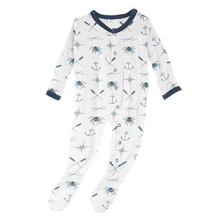 KicKee Pants Print Footie with Snaps - Natural Captain and Crew