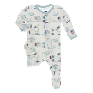 KicKee Pants Print Footie with Snaps - Natural Chemistry Lab