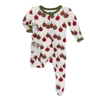 KicKee Pants Print Footie with Snaps - Natural Ornaments
