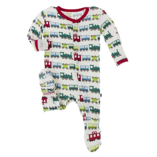 Print Footie with Snaps - Natural Toy Train KicKee Pants Size: Newborn