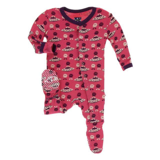 KicKee Pants Print Footie with Snaps - Red Ginger Aliens with Flying Saucers