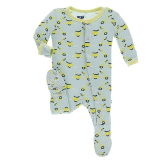 KicKee Pants Print Footie with Snaps - Spring Sky Scooter