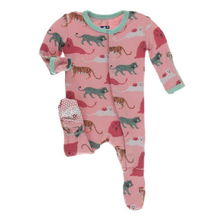 KicKee Pants Print Footie with Snaps - Strawberry Big Cats