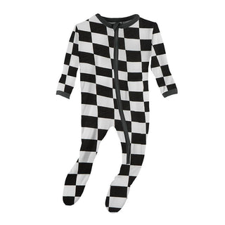 KicKee Pants Print Footie with Zipper - Checkered Flag