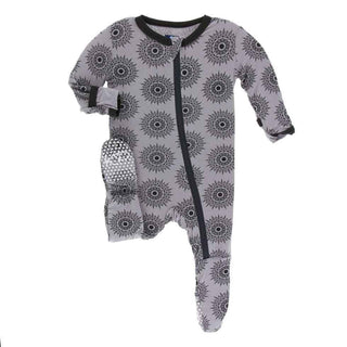 Print Bamboo Footie with Zipper - Feather Mandala Baby & Toddler Sleepwear