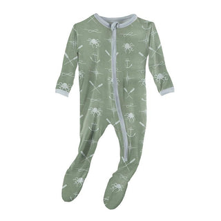 KicKee Pants Print Footie with Zipper - Lily Pad Captain and Crew