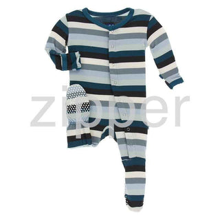 Print Footie with Zipper - Meteorology Stripe KicKee Pants Size: Newborn