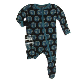 KicKee Pants Print Footie with Zipper - Midnight Environmental Protection