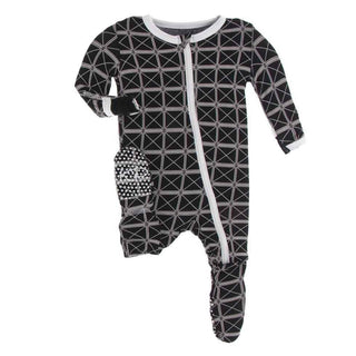 KicKee Pants Print Footie with Zipper - Midnight Infrastructure