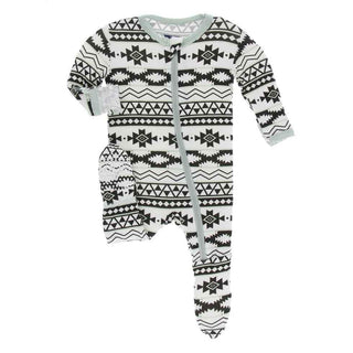 Print Footie with Zipper - Natural Mayan Pattern Baby & Toddler Sleepwear