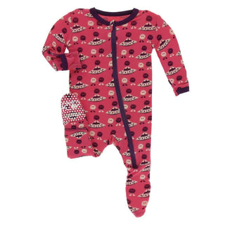 KicKee Pants Print Footie with Zipper - Red Ginger Aliens with Flying Saucers