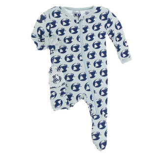 KicKee Pants Print Footie with Zipper - Spring Sky Environmental Protection
