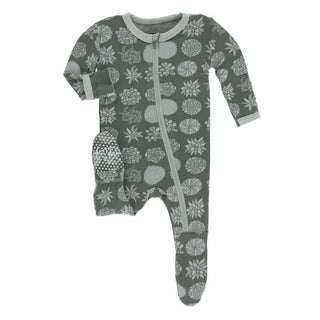 Print Footie with Zipper - Succulent Plants Baby & Toddler Sleepwear