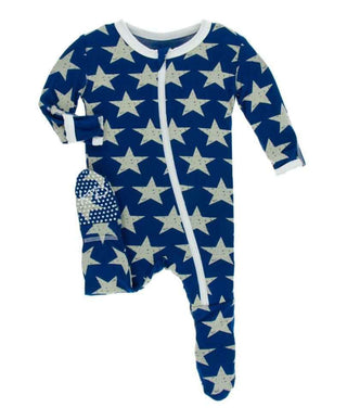 Print Footie with Zipper - Vintage StarsKicKee PantsSize: Newborn
