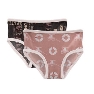 KicKee Pants Print Girls Underwear Set - Zebra Gymnastics and Antique Pink Lifeguard