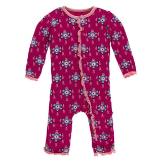 KicKee Pants Print Layette Classic Ruffle Coverall with Snaps - Rhododendron Pinata