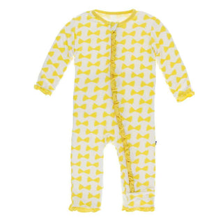 KicKee Pants Print Layette Classic Ruffle Coverall with Zipper - Natural Farfalle