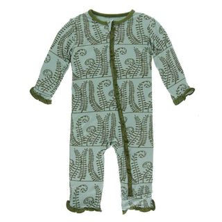 KicKee Pants Print Layette Classic Ruffle Coverall with Zipper - Shore Ferns