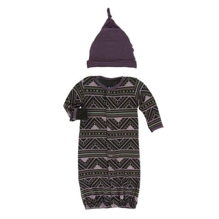 KicKee Pants Print Layette Gown Converter and Knot Hat Set - African Pattern