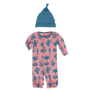 KicKee Pants Print Layette Gown Converter and Knot Hat Set - Strawberry Cactus