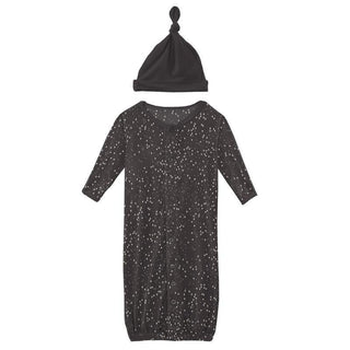 Print Bamboo Layette Gown Converter & Single Knot Hat Set - Midnight Constellations Baby & Toddler Sleepwear