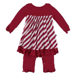 KicKee Pants Print Long Sleeve Dress Romper - Candy Cane Stripe 2019