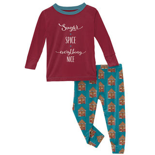 KicKee Pants Print Long Sleeve Graphic Tee Pajama Set - Bay Gingerbread