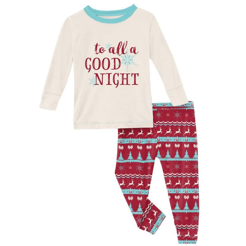 Print Bamboo Long Sleeve Graphic Tee Pajama Set Nordic WCA22